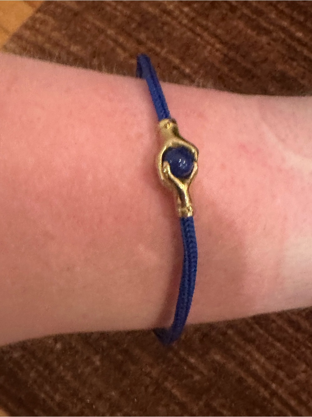 Gold Accent Blue Cord Bracelet